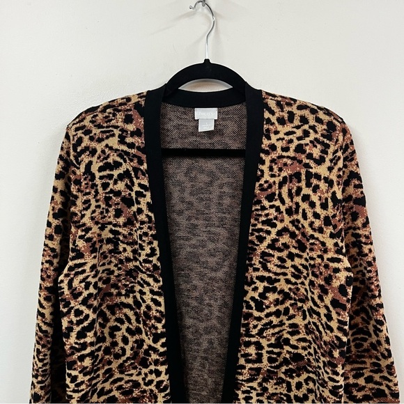 Chico’s Jacquard Leopard Animal Print Cardigan Sweater - Picture 4 of 13